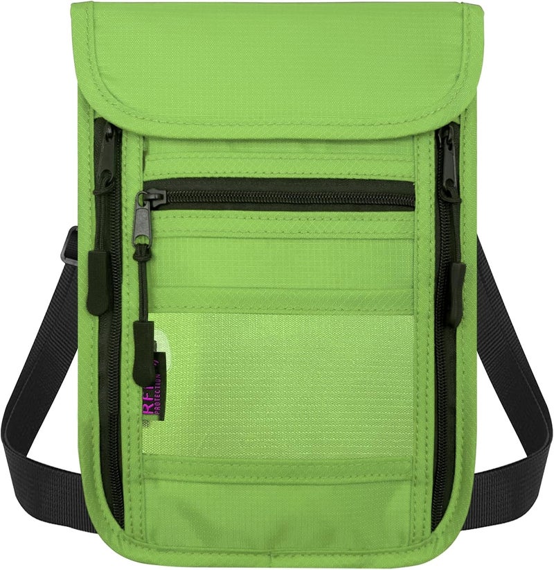 Sundee Travel Neck Wallet with Double Zippers, RFID Blocking Passport Holder with Adjustable Neck Strap for Men and Women to Keep Cash, Credit Cards and Travel Documents Safe - Grass Green - Image 1